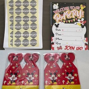 Mickey Mouse 24 Invitations with Envelopes 12 Gable Boxes Party Favor Supplies